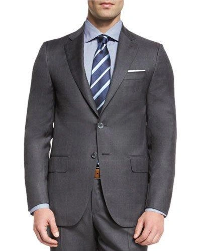 Isaia Super 130s Tonal Plaid Wool Two-piece Suit, Gray