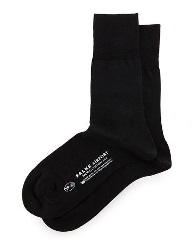 Falke Airport Wool And Cotton-blend Socks In Navy