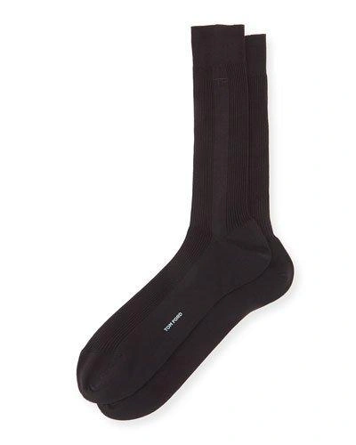 Tom Ford Basic Ribbed High Dress Socks, Black