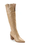 Journee Collection Therese Croc Embossed Knee High Boot In Tan