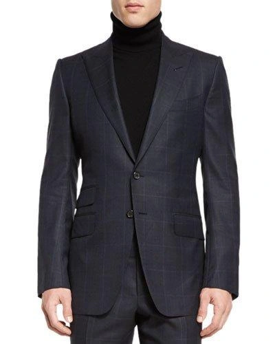 Tom Ford O'connor Base Prince Of Wales Two-piece Suit, Navy