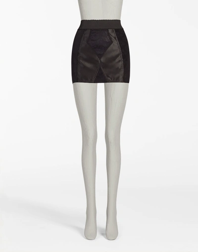 Dolce & Gabbana Short Bodycon Skirt In Stretch Shaper Fabric In Black