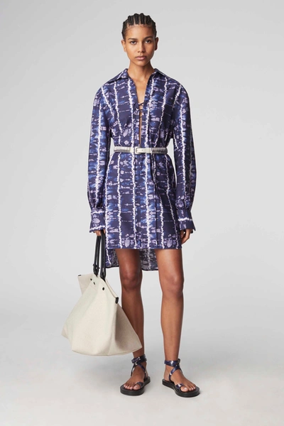 Altuzarra Nia Shibori-print Cotton-blend Poplin Shirt Dress In Berry Blue