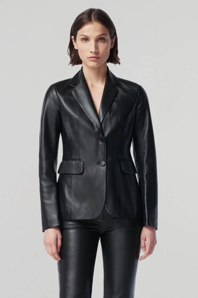 Altuzarra Fenice Two-button Leather Jacket In Black