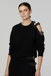 Altuzarra Ness Buckle Cold-shoulder Cashmere Sweater In Black