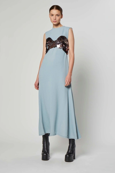 Altuzarra Disc-detail Fluted Dress In Hurricane Blue