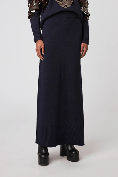 Altuzarra Irvette Knitted Midi Skirt In Berry Blue