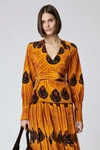 Altuzarra Dagur Teardrop Shibori Silk Blouse In Marmalade Teardrop