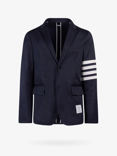 Thom Browne Single-breasted Four-bar Cotton-blend Jacket In Blue