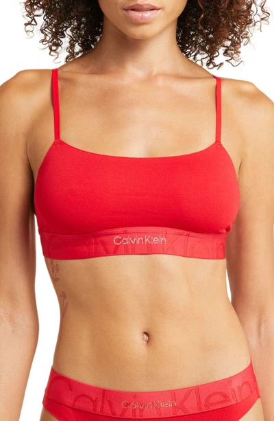 Calvin Klein Unlined Cotton Blend Wireless Bra In Red