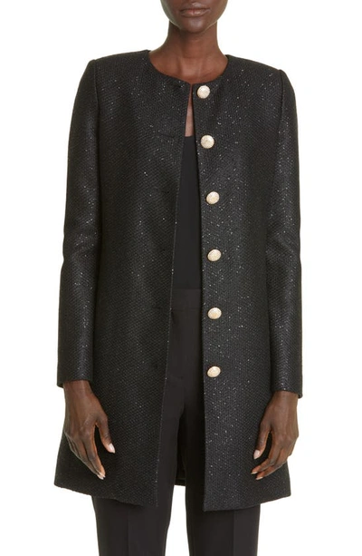 St John Sequin Knit Topper In Black