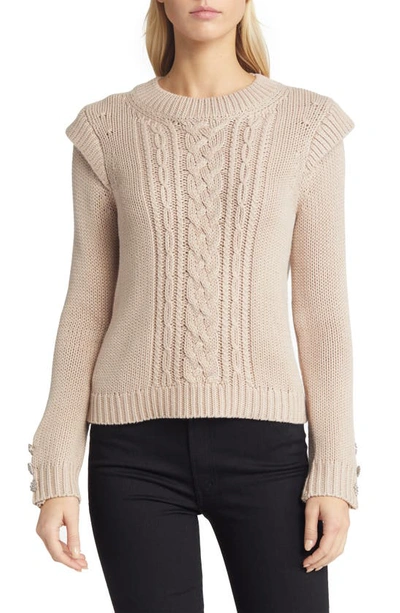 Wit & Wisdom Rhinestone Accent Crewneck Sweater In Oatmeal