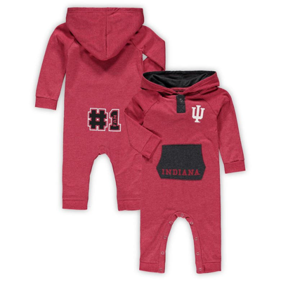 Colosseum Babies' Newborn And Infant Boys And Girls  Crimson Indiana Hoosiers Henry Pocketed Hoodie Romper