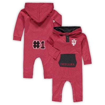 COLOSSEUM NEWBORN & INFANT COLOSSEUM CRIMSON INDIANA HOOSIERS HENRY POCKETED HOODIE ROMPER