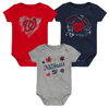 Outerstuff Girls Newborn And Infant Red, Navy, Heathered Gray Washington Nationals 3-pack Batter Up Bodysuit Se In Red