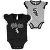 OUTERSTUFF GIRLS NEWBORN BLACK/HEATHERED GRAY CHICAGO WHITE SOX SCREAM & SHOUT TWO-PACK BODYSUIT SET