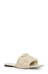 Bottega Veneta Lido Raffia Flat Sandals In 9013 White
