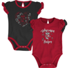 OUTERSTUFF GIRLS NEWBORN & INFANT RED/BLACK WISCONSIN BADGERS TOO MUCH LOVE TWO-PIECE BODYSUIT SET