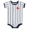 Outerstuff Newborn Boys And Girls White, Navy Boston Red Sox Power Hitter Short Sleeve Bodysuit In White