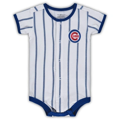 Outerstuff Babies' Newborn White/royal Chicago Cubs Power Hitter Short Sleeve Bodysuit