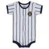 OUTERSTUFF INFANT WHITE MILWAUKEE BREWERS PINSTRIPE POWER HITTER COVERALL