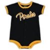 Outerstuff Newborn And Infant Boys And Girls Black Pittsburgh Pirates Stripe Power Hitter Romper In Black