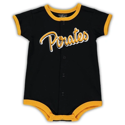 Outerstuff Babies' Newborn And Infant Boys And Girls Black Pittsburgh Pirates Stripe Power Hitter Romper