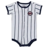 OUTERSTUFF NEWBORN WHITE/NAVY MINNESOTA TWINS POWER HITTER SHORT SLEEVE BODYSUIT