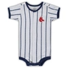 OUTERSTUFF INFANT WHITE BOSTON RED SOX PINSTRIPE POWER HITTER COVERALL