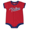 Outerstuff Newborn And Infant Boys And Girls Red Philadelphia Phillies Stripe Power Hitter Romper In Red