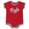 Outerstuff Newborn And Infant Boys And Girls Red Cincinnati Reds Stripe Power Hitter Romper In Red