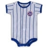 OUTERSTUFF INFANT WHITE NEW YORK METS PINSTRIPE POWER HITTER COVERALL