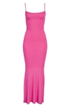 Skims Ribbed Long Slipdress In Fuchsia Foil