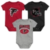OUTERSTUFF INFANT RED/BLACK/HEATHERED GRAY ATLANTA FALCONS 3-PACK GAME ON BODYSUIT SET