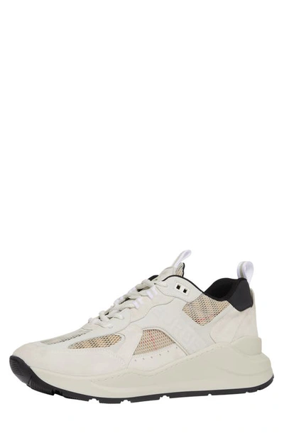 Burberry Logo-embossed Suede And Mesh Trainers In White