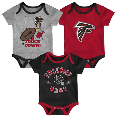 Outerstuff Babies' Infant Red/black/heathered Gray Atlanta Falcons Champ 3-pack Bodysuit Set