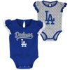 OUTERSTUFF GIRLS NEWBORN & INFANT ROYAL/HEATHERED GRAY LOS ANGELES DODGERS SCREAM & SHOUT TWO-PACK BODYSUIT SET