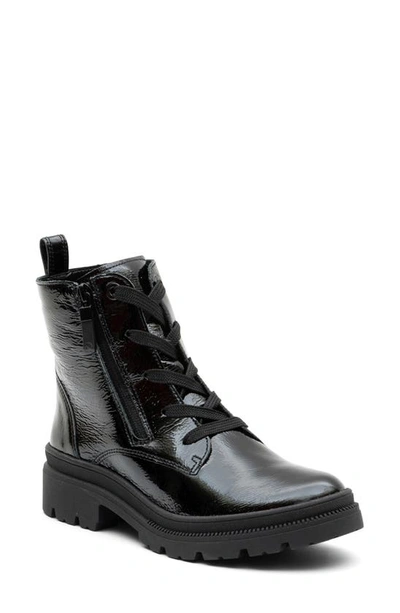 Ara Waterproof Lace-up Boot In Black Patent