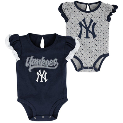 Outerstuff Babies' Newborn And Infant Boys And Girls Navy, Heathered Gray New York Yankees Scream And Shout Two-pack Bo In Navy,heathered Gray