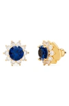 Kate Spade Women's Sunny Goldtone Cubic Zirconia Halo Stud Earrings In Sapphire