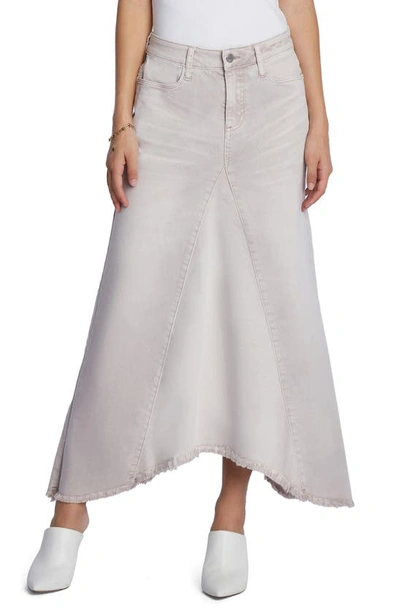 Wash Lab Denim Selma Pieced Asymmetric Denim Maxi Skirt In Almond