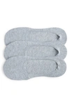 Nordstrom 3-pack Cotton Blend No-show Socks In Grey Heather