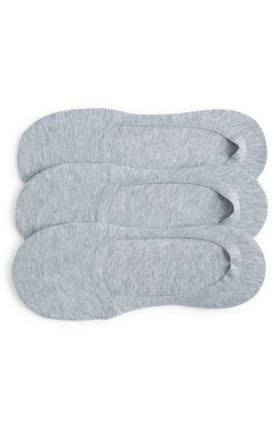Nordstrom 3-pack Cotton Blend No-show Socks In Grey Heather