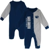 OUTERSTUFF INFANT NAVY/HEATHER GRAY PENN STATE NITTANY LIONS HALFTIME TWO-TONE SLEEPER