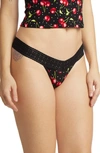 Hanky Panky Printed Dreamease Low Rise Thong In Cherry Boom