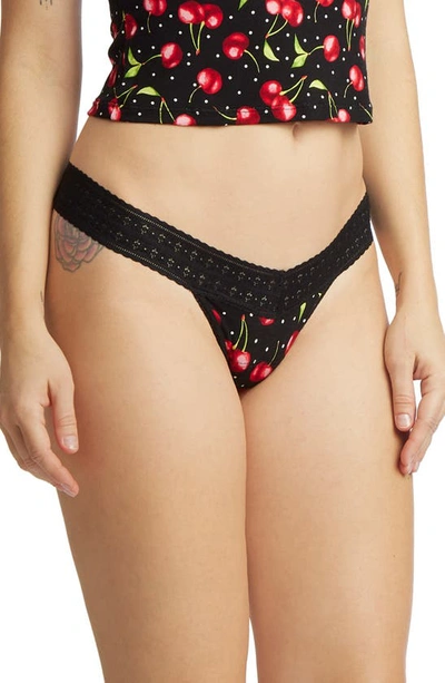 Hanky Panky Printed Dreamease Low Rise Thong In Cherry Boom
