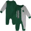 OUTERSTUFF INFANT GREEN/HEATHER GRAY MICHIGAN STATE SPARTANS HALFTIME TWO-TONE SLEEPER