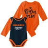 OUTERSTUFF NEWBORN & INFANT ORANGE/NAVY CHICAGO BEARS LITTLE PLAYER LONG SLEEVE 2-PACK BODYSUIT SET