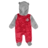 OUTERSTUFF NEWBORN SCARLET/GRAY OHIO STATE BUCKEYES GAME NAP TEDDY FLEECE BUNTING FULL-ZIP SLEEPER