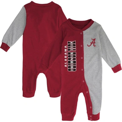 Outerstuff Babies' Newborn And Infant Boys And Girls Crimson, Heather Gray Alabama Crimson Tide Half Time Two-tone Long In Crimson,heather Gray